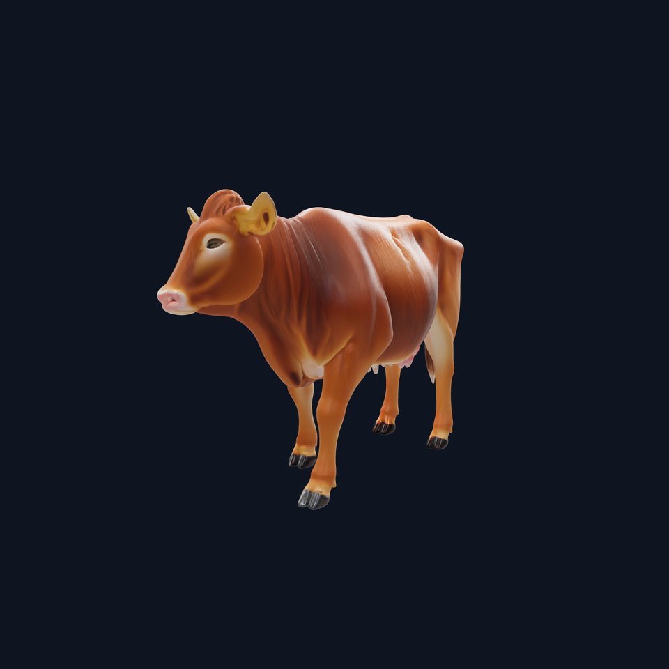 Realistic Brown Cow 3D Model Pack